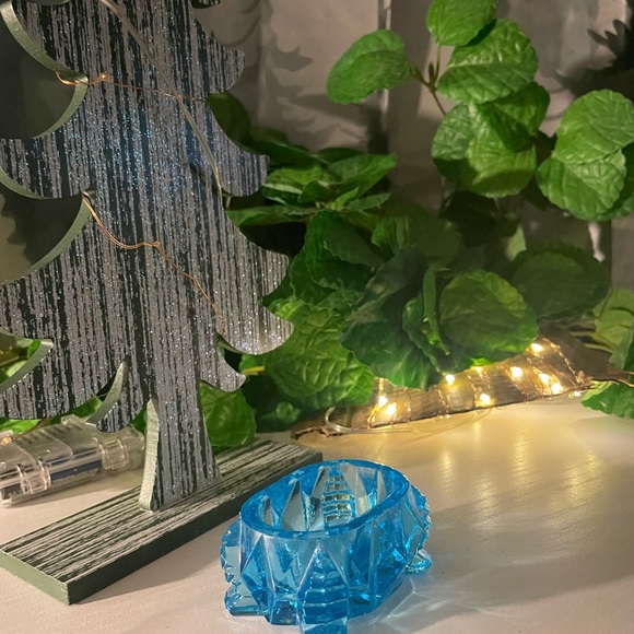 Antique Blue Teal Turquoise GLASS Open Salt Cellar Formal Trinket Dipping Dish - Picture 4 of 6